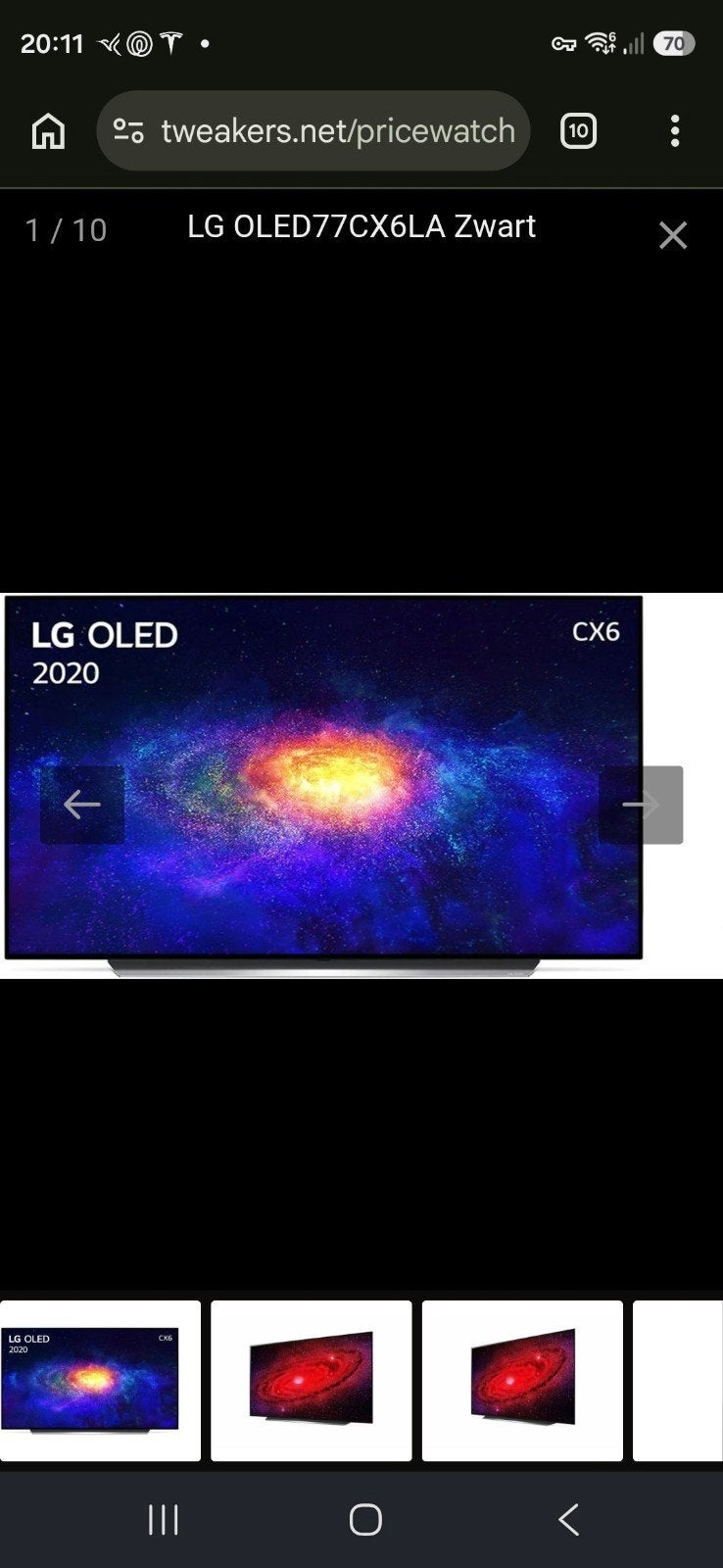 LG OLED77CX6LA noir, 60 à 80 cm, Enlèvement, Utilisé, 4k (UHD)