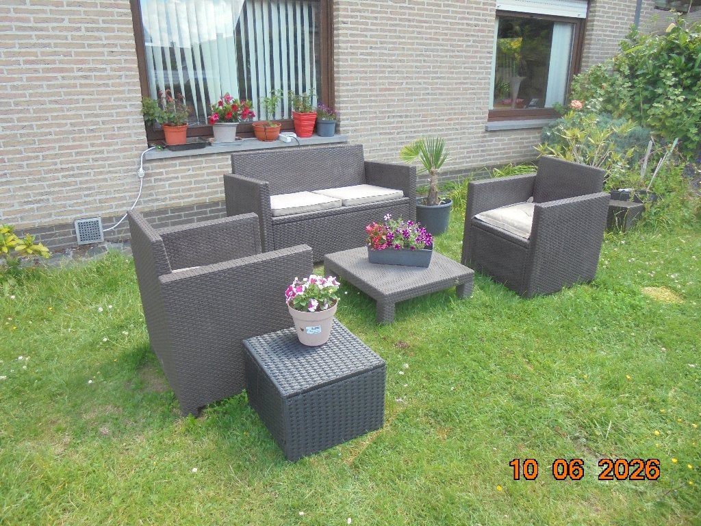 Lounge donker bruin met kussens, Ophalen, Gebruikt, Bank