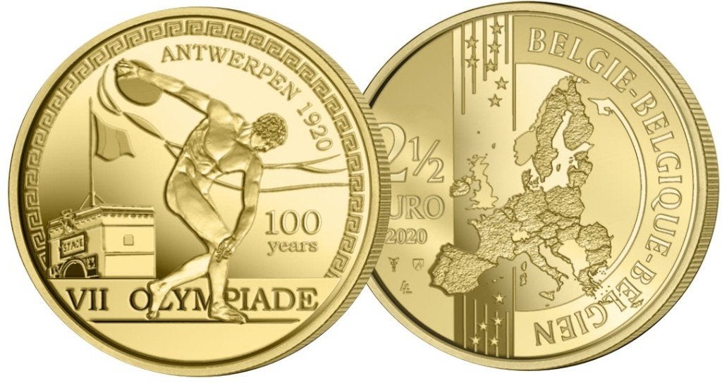 2,5 euro België 2020 Olympische Spelen Antwerpen reliëf, Verzenden, België, 5 euro