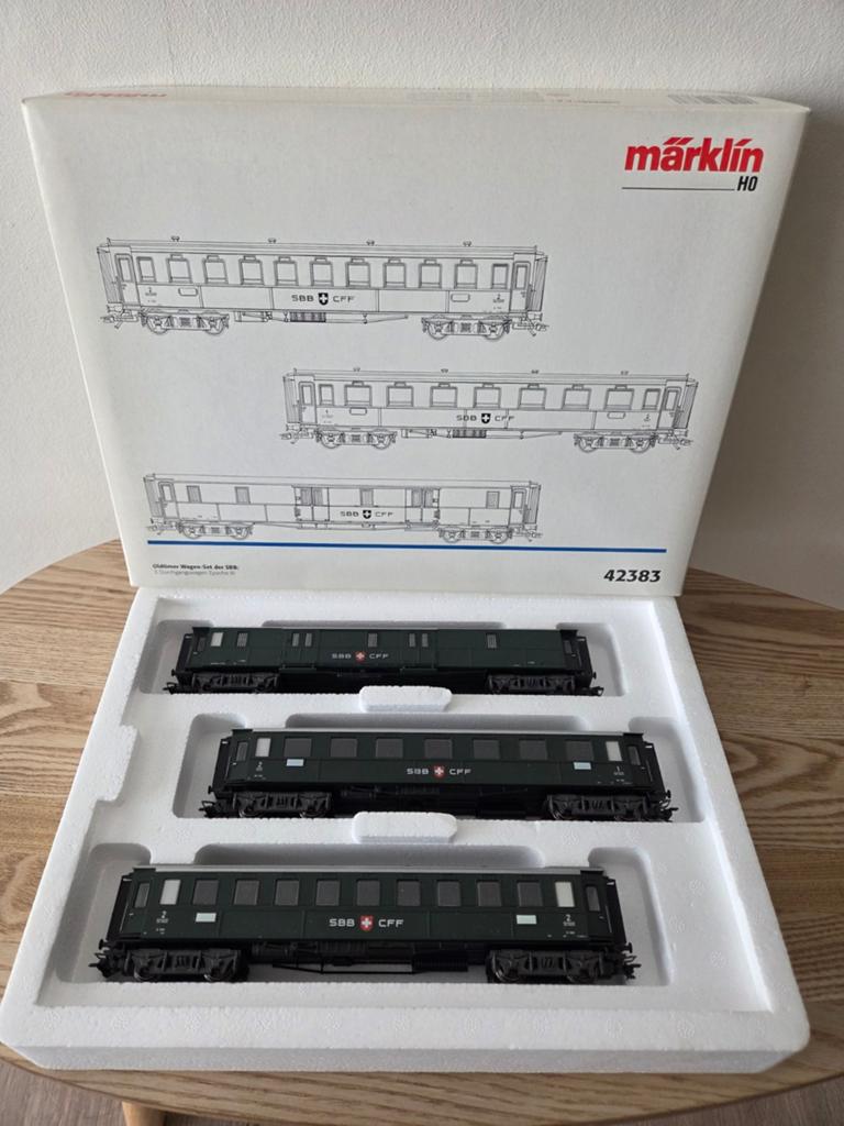 Marklin 42383 driedelige oldtimer wagonset van de SBB, Hobby & Loisirs créatifs, Trains miniatures | HO, Neuf, Enlèvement ou Envoi