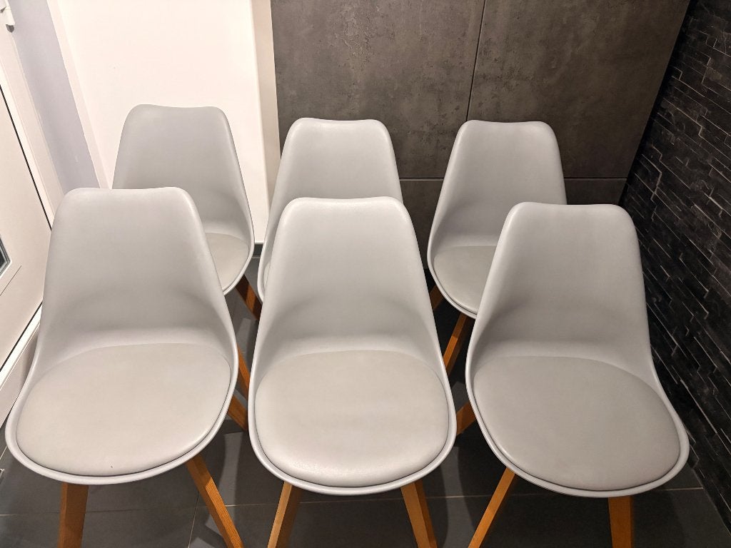 Lot de 6 chaises scandinaves, Maison & Meubles, Chaises, Gris, Enlèvement, Bois, Scandinaves