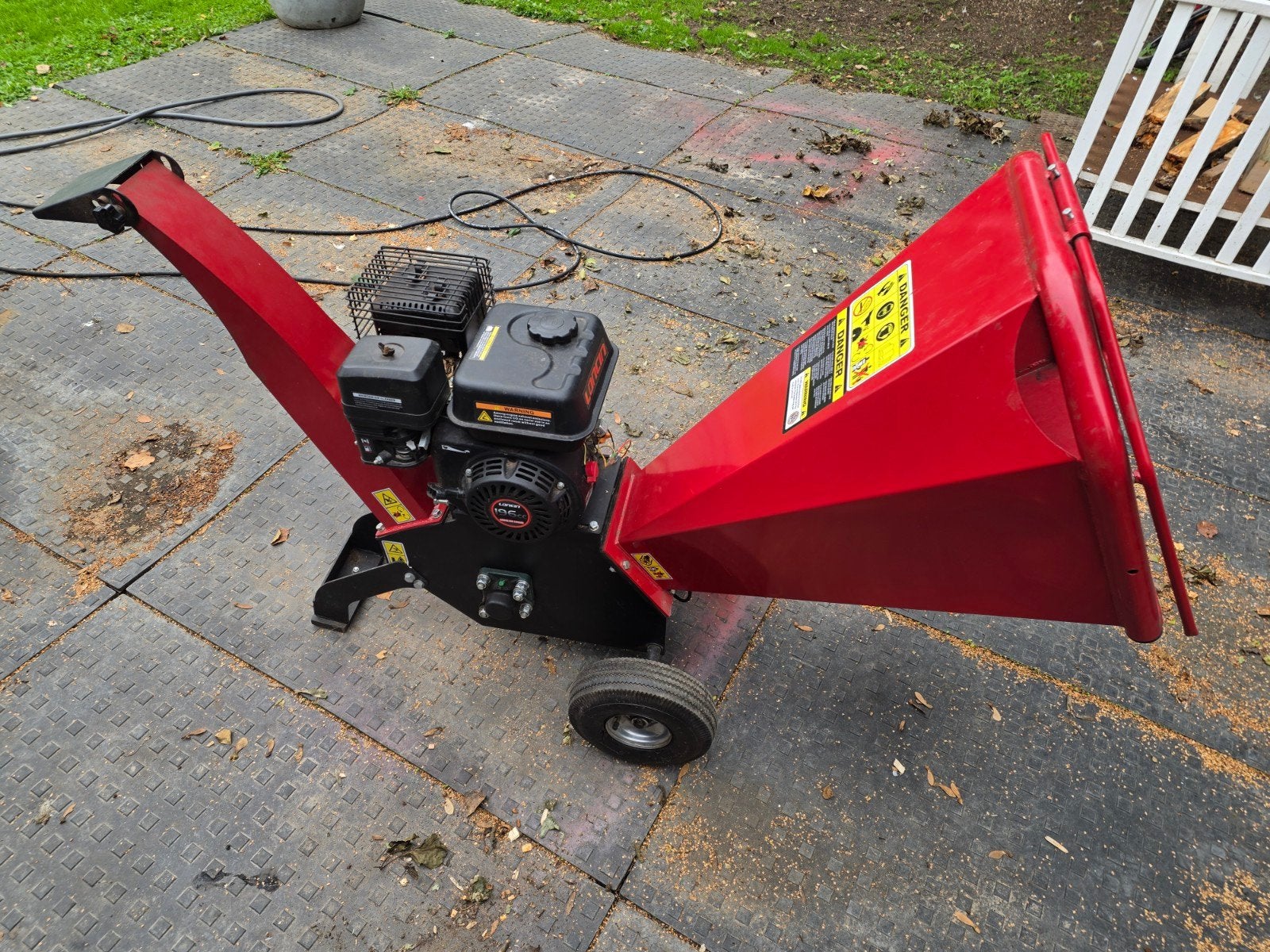Benzine Hakselaar / Houtversnipperaar 6.5 PK (Loncin G200F), Ophalen, Zo goed als nieuw, Benzine