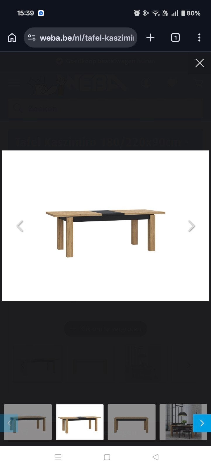 tafel 'Kaszimiro' uit Weba - nieuw in verpakking, Ophalen