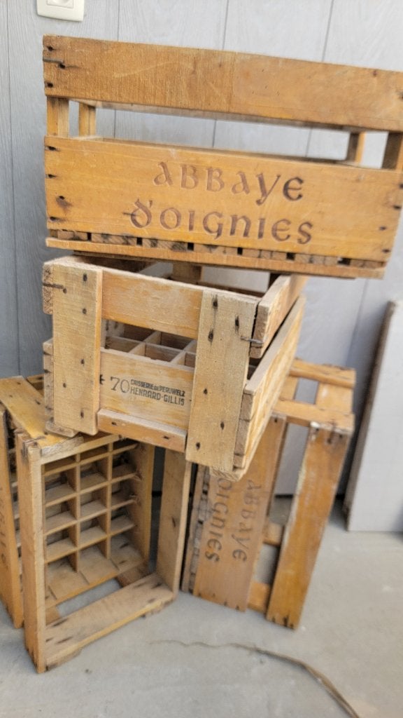 PIÈCE MUSÉE : 4 BACS BIÈRE BOIS 1960 TRÉSOR ABBAYE D'OIGNIES, Enlèvement, Comme neuf, Autres types, Autres marques