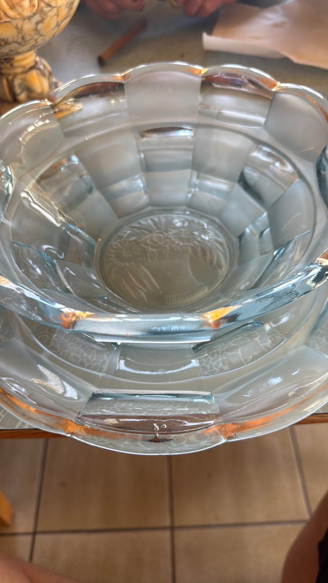 Prachtige zware kristallen schaal – geslepen glas – vintage, Ophalen