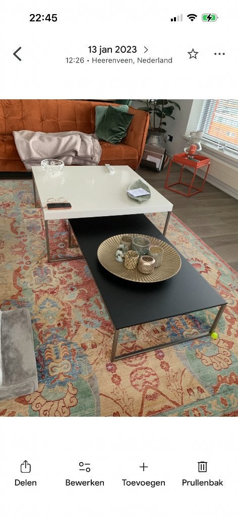 witte salontafel, Huis en Inrichting, Ophalen, Kunststof, 100 tot 150 cm, 50 tot 75 cm