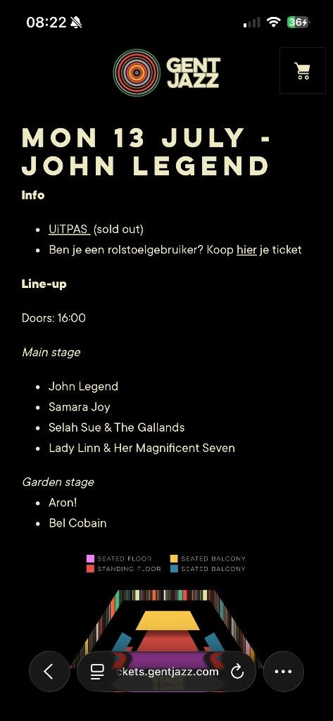 2 tickets jazz Gent, Twee personen, Juli