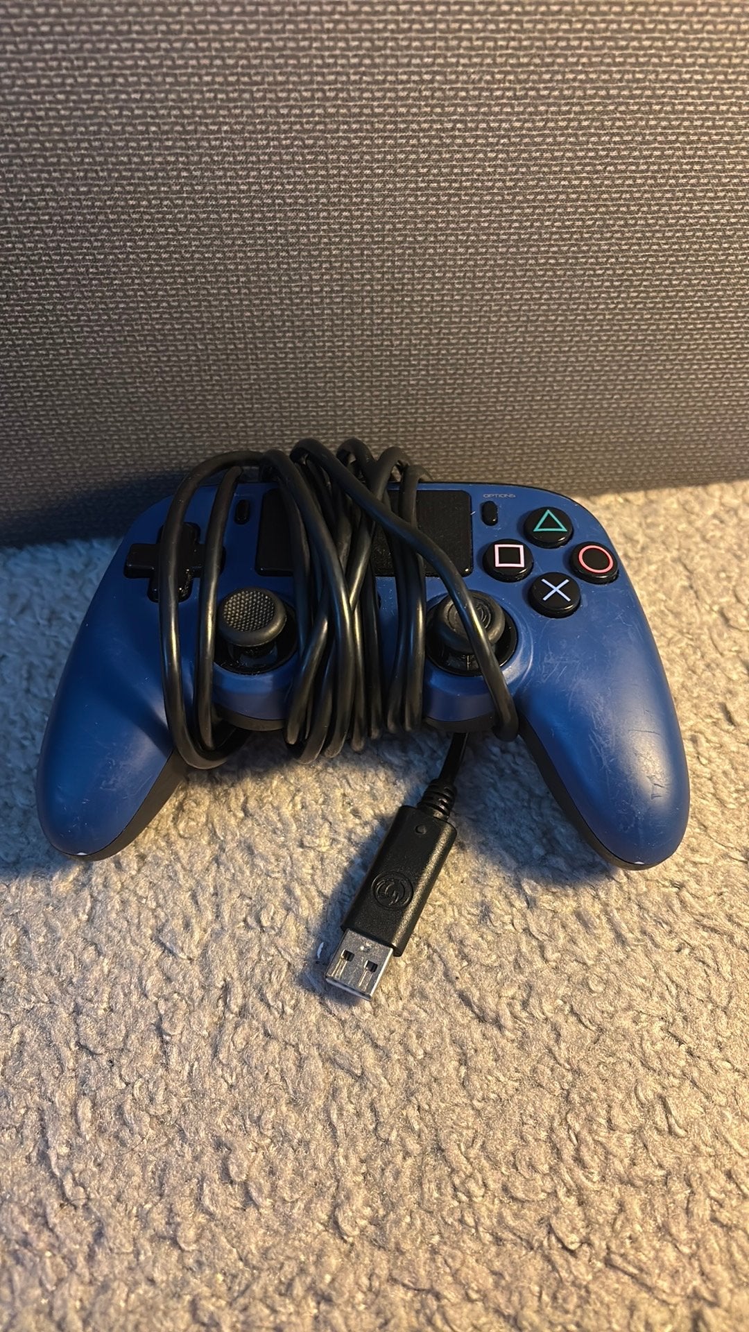 Blauwe PS4 Controller Bedraad USB – Werkt Perfect, Ophalen of Verzenden, Zo goed als nieuw, Controller