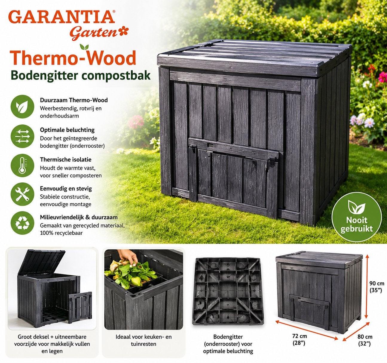 Nieuwe Thermo-Wood compostbak 600L – nooit gebruikt, Ophalen, Compostbak