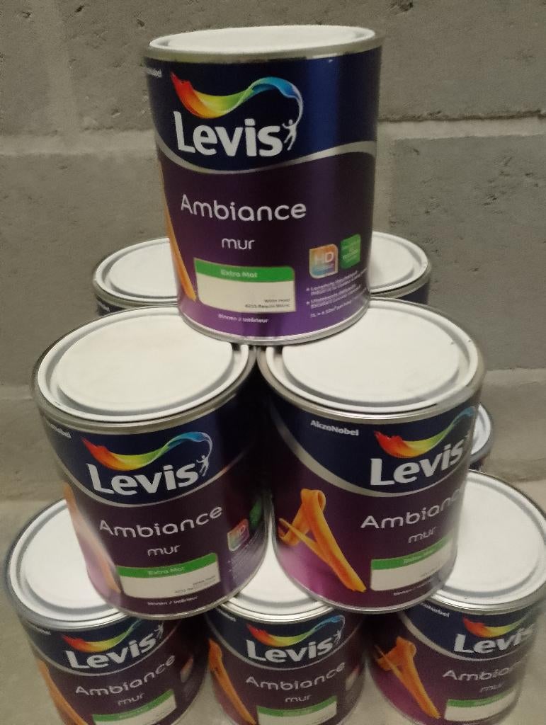 Levis Ambiance muurverf extra mat witte haai 1 L (15 stuks), Neuf, 10 à 15 litres, Enlèvement, Peinture