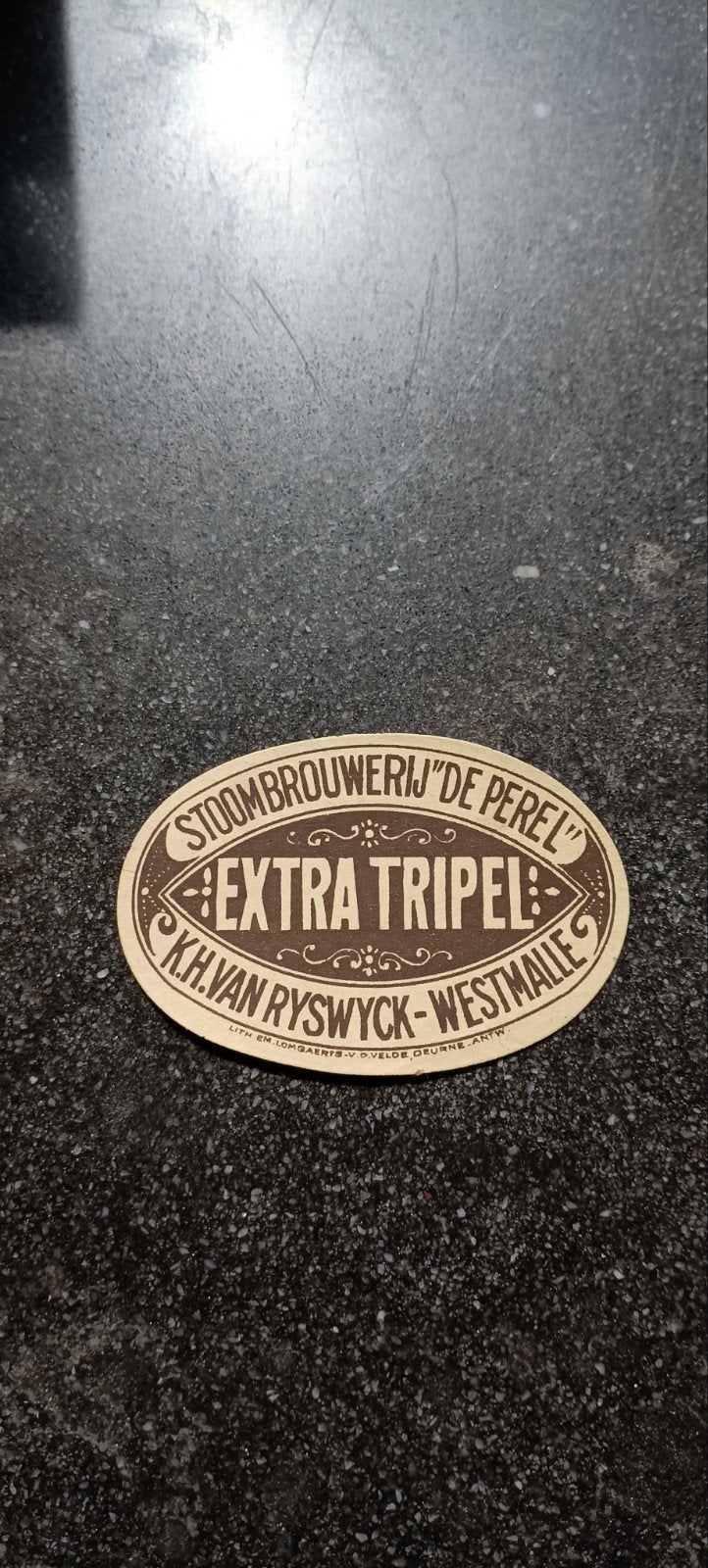 oud bieretiket oude br. Stoombrouwerij De Perel Westmalle, Verzamelen, Ophalen of Verzenden