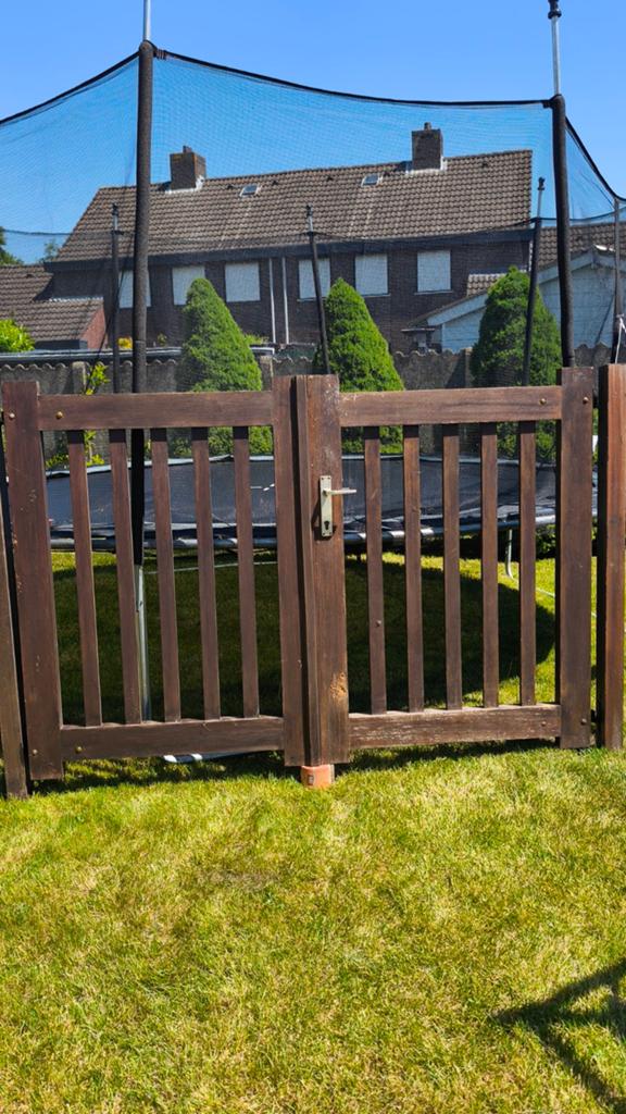 Dubbele poort hardhout, Tuin en Terras, Ophalen