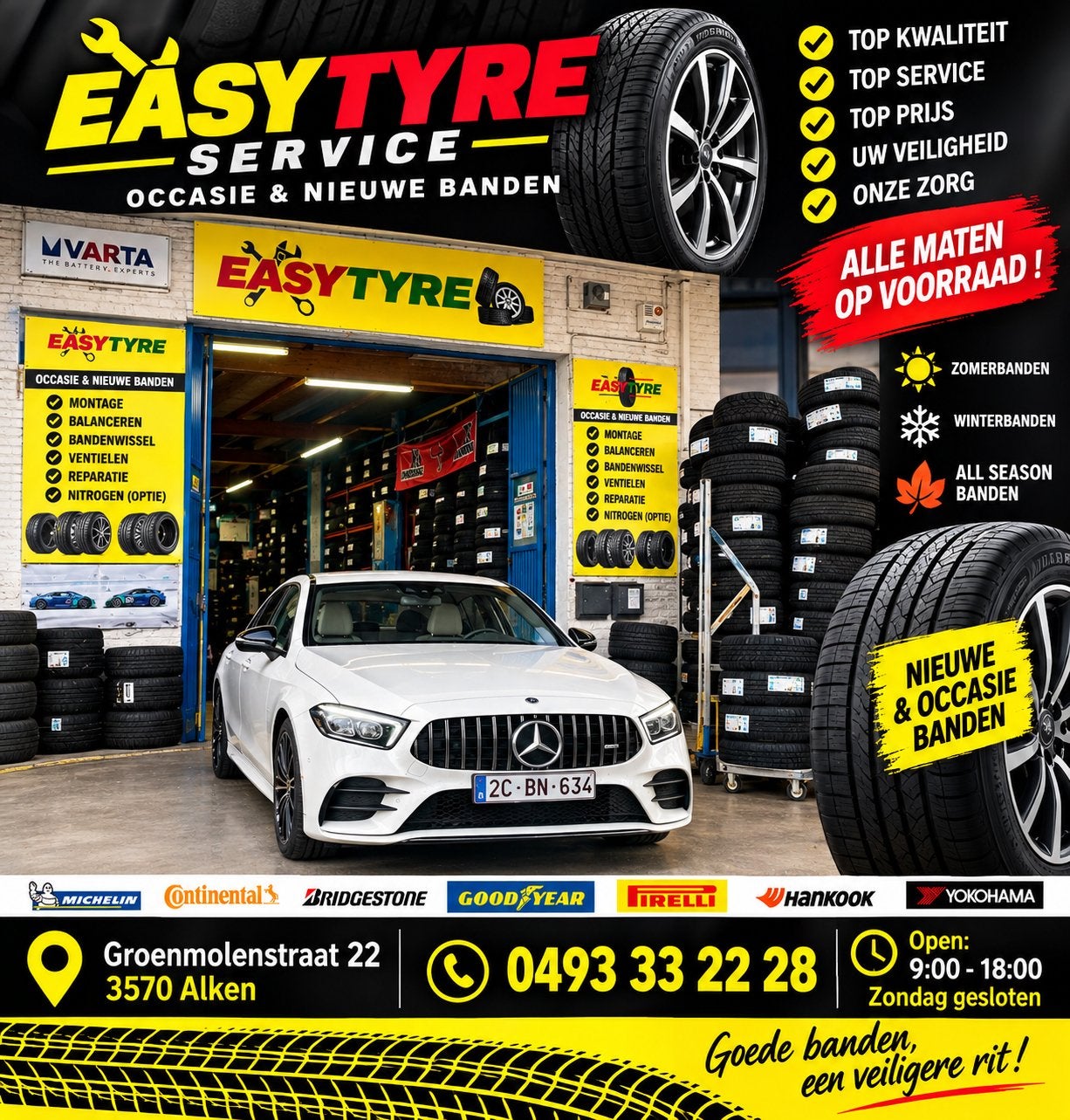 EASY TYRE SERVICE    NIEUWE & TWEEDEHANDS AUTOBANDEN, Ophalen of Verzenden