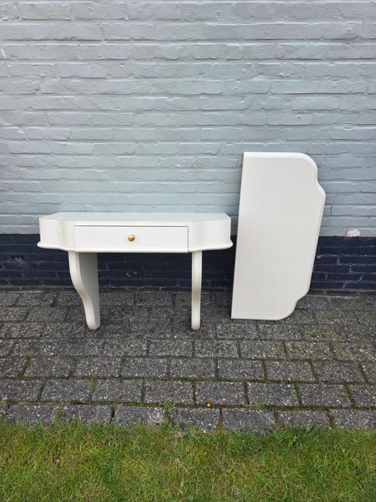 Vintage wandtafel / halmeubel met lade – romantische stijl, Huis en Inrichting, Ophalen
