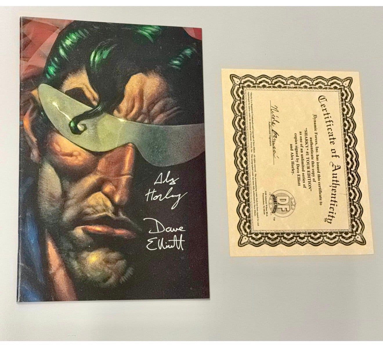 SHARKY #1 2x signed + Certificaat ALEX HORLEY - DAVE ELLIOTT, Eén comic, Ophalen of Verzenden, Zo goed als nieuw
