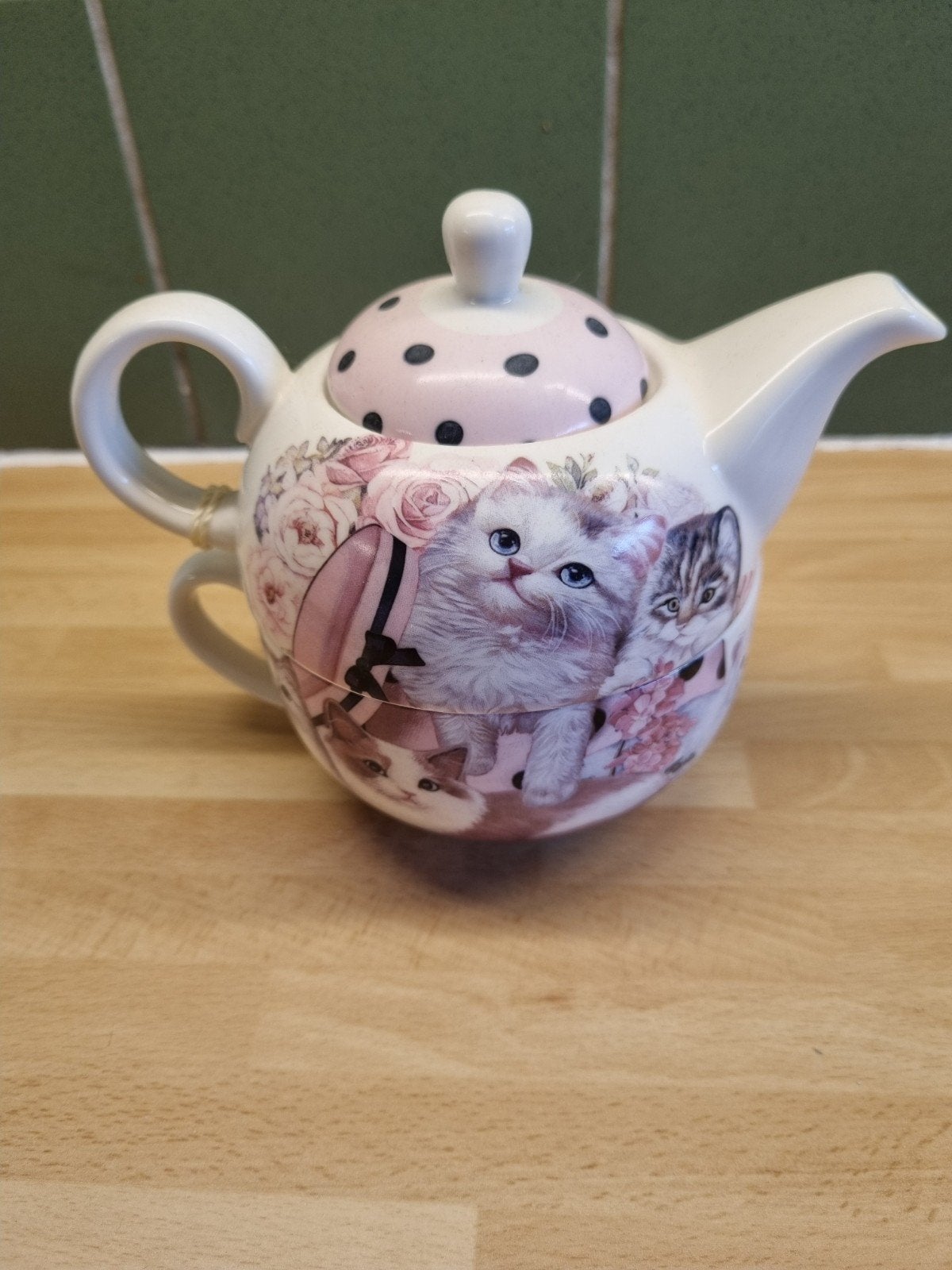 porseleinen Tea for One-set met kat, Ophalen of Verzenden