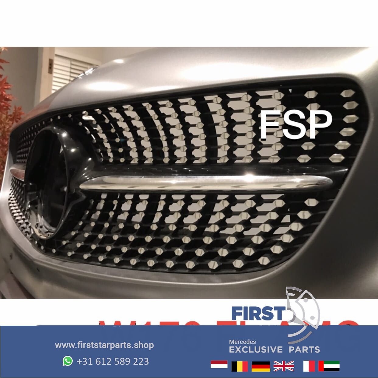 W176 AMG VOORBUMPER COMPLEET + DIAMOND GRIL A KLASSE 2018 or, Gebruikt, -, Voor, Ophalen of Verzenden