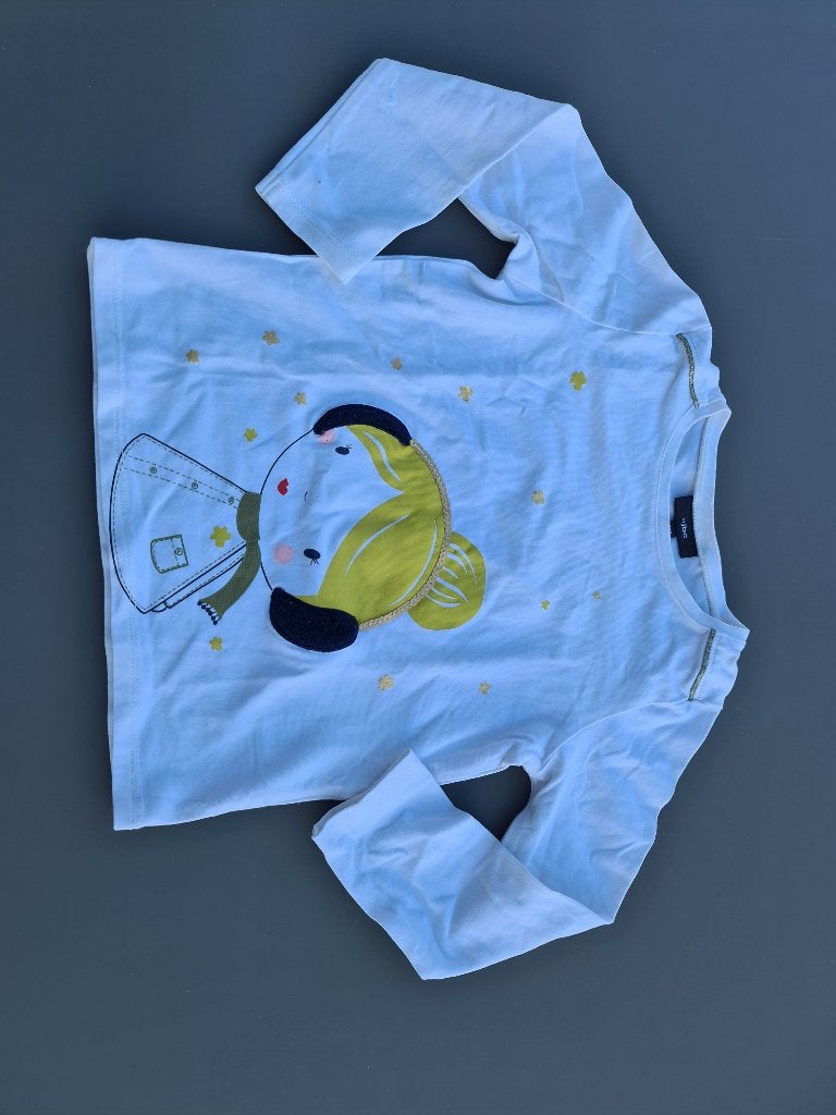 witte trui, longsleef, longsleeve met meisje, JBC, 110, Enlèvement, Comme neuf, Fille