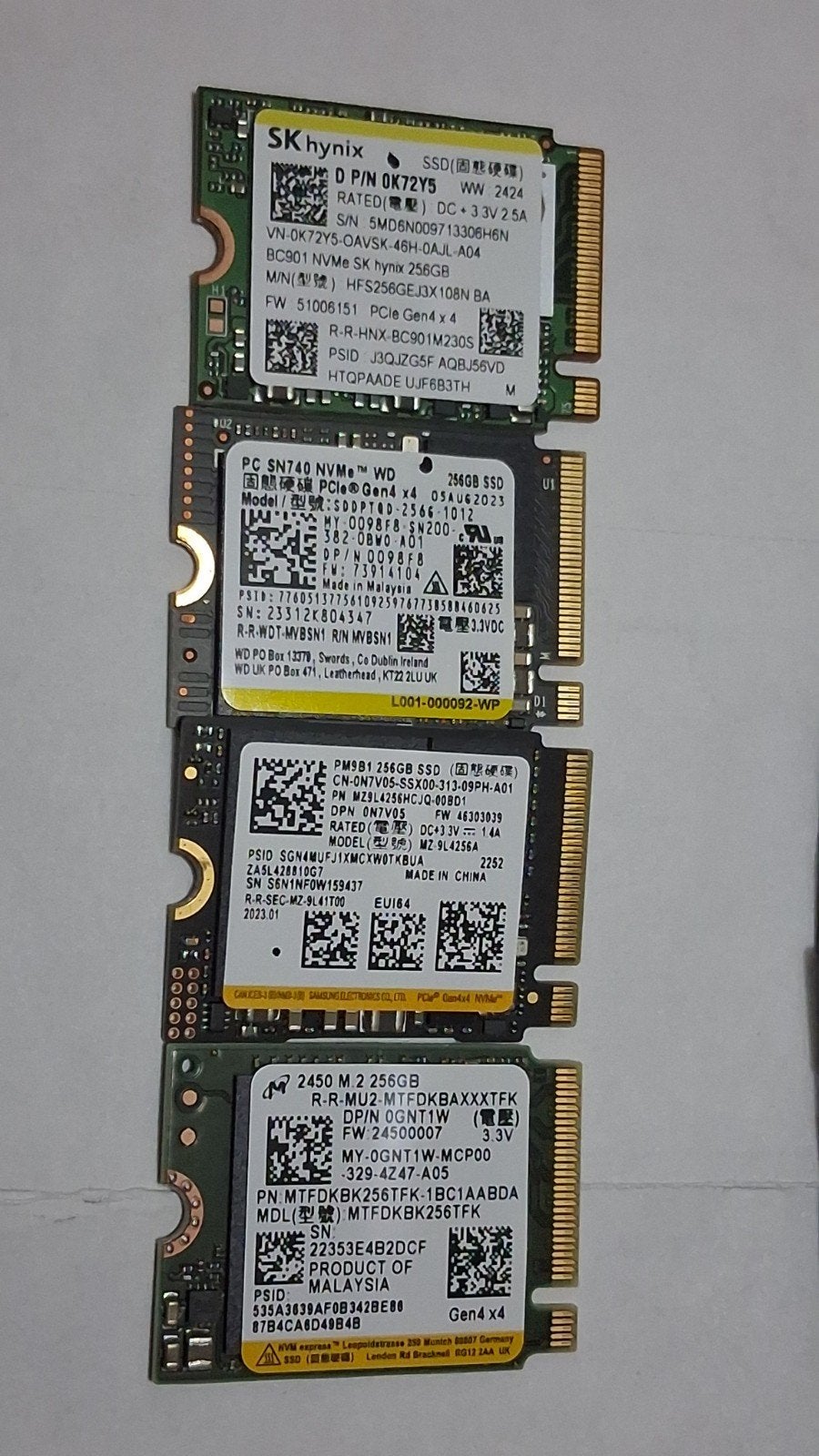 SK Hynix WD Samsung Micron gen4 NVMe 256 Go avec Win11Pro, Informatique & Logiciels, Enlèvement ou Envoi, SSD