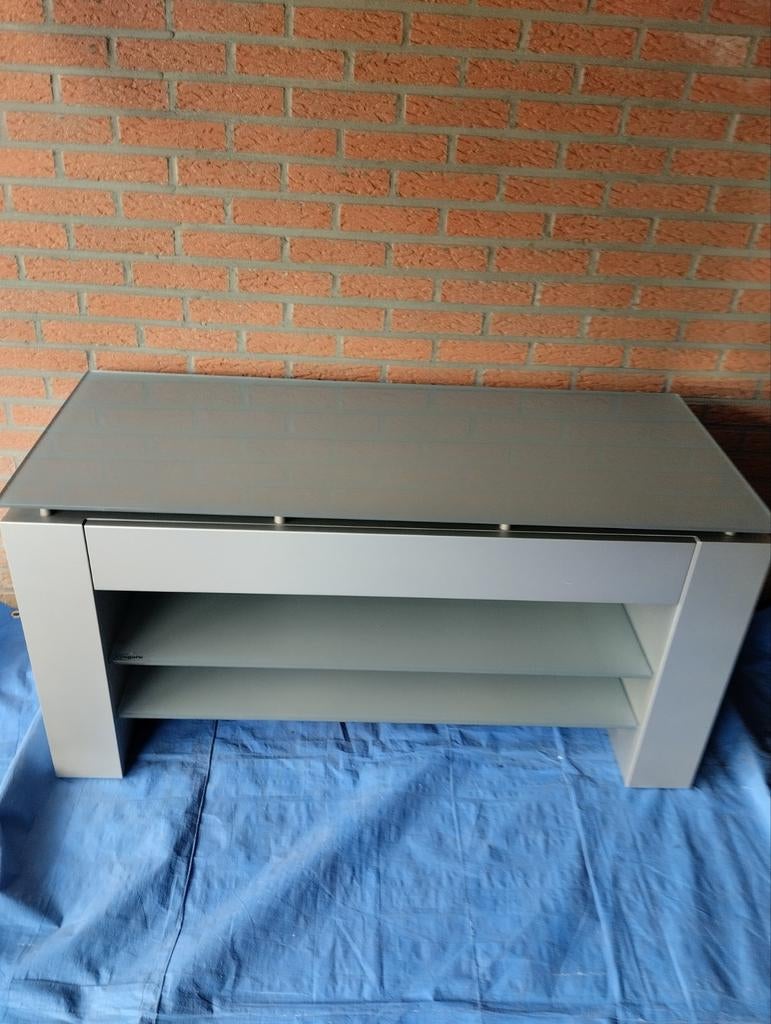 Tv kast licht grijs met glas merk vogels b 50 l 120 h 60, Huis en Inrichting, Kasten |Televisiemeubels, Ophalen, Glas