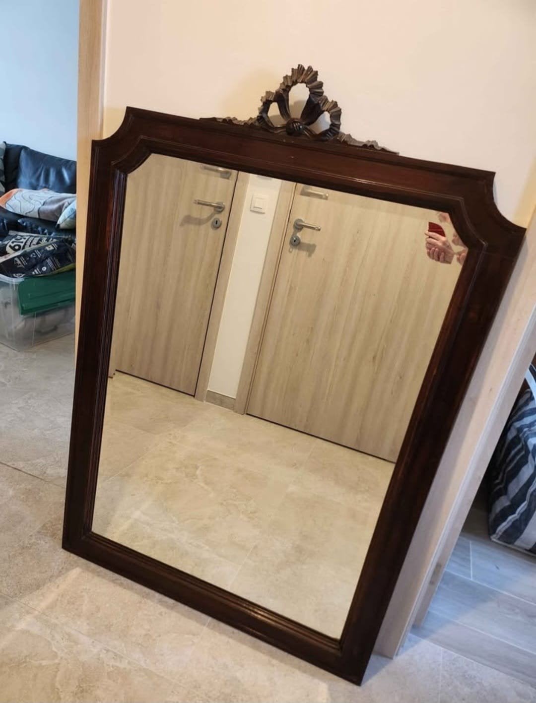 Miroir ancien biseauté acajou, Enlèvement