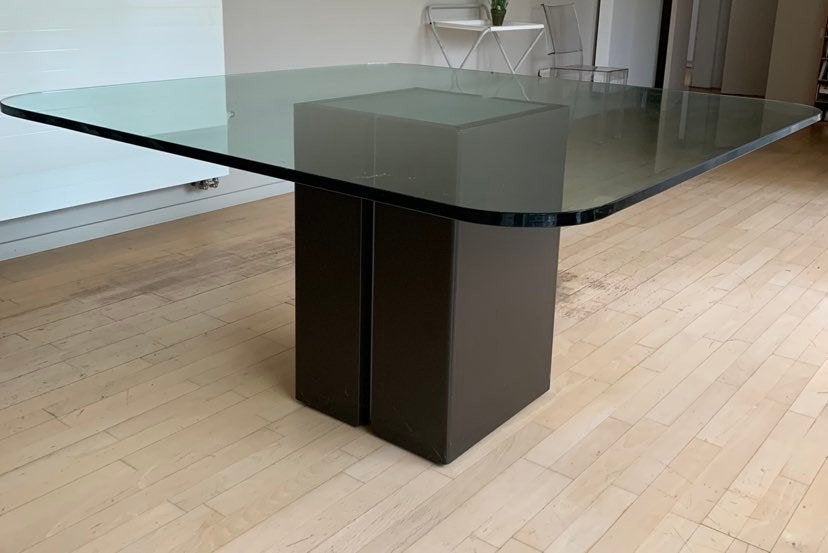 Glazen design tafel, vintage., Enlèvement, Comme neuf
