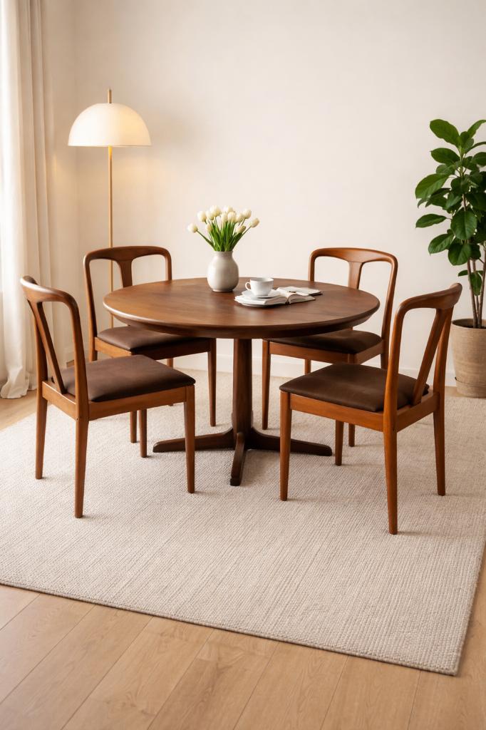 Johannes Andersen eetkamer set in teak, Ophalen, Mid century vintage, Gebruikt, Geen