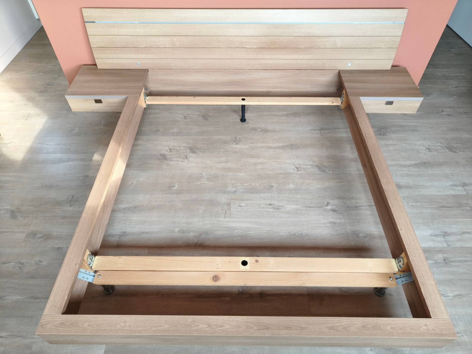 Tweepersoonsbed 160x200 met nachtkastjes, Huis en Inrichting, Ophalen, Gebruikt, Bruin, Tweepersoons
