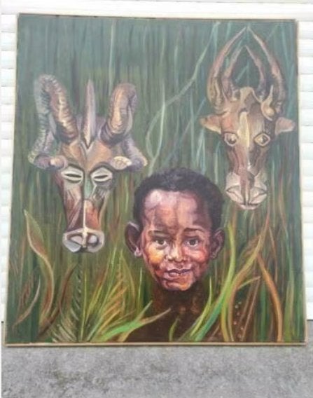 huile sur toile africain de henriette dessers, Antiquités & Art, Enlèvement ou Envoi, Toile