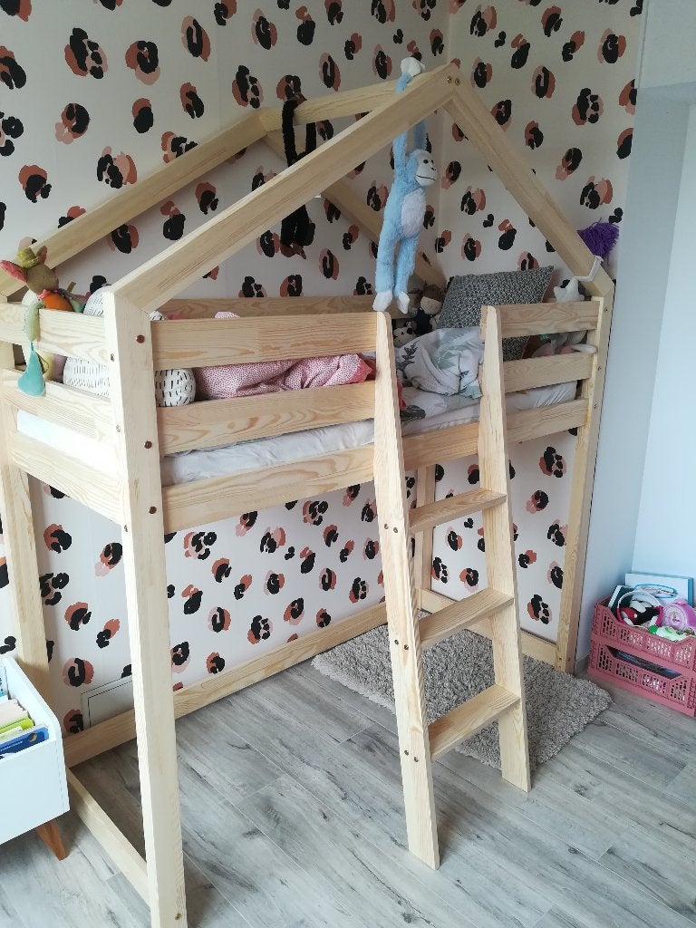 Lit cabane mezzanine Modèle G en bois - 70x160cm - modulable, Ophalen, Gebruikt, Hoogslaper