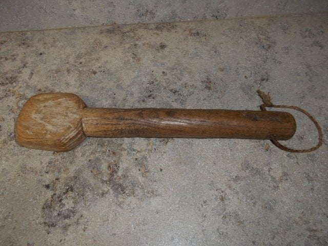 Antieke houten puree-stamper, Ophalen of Verzenden