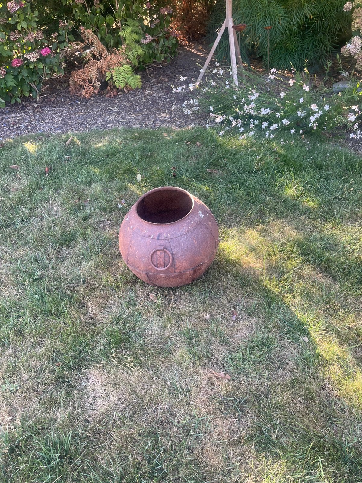 Mooie decoratieve roestkleurige pot , kruik 40cm, Ophalen