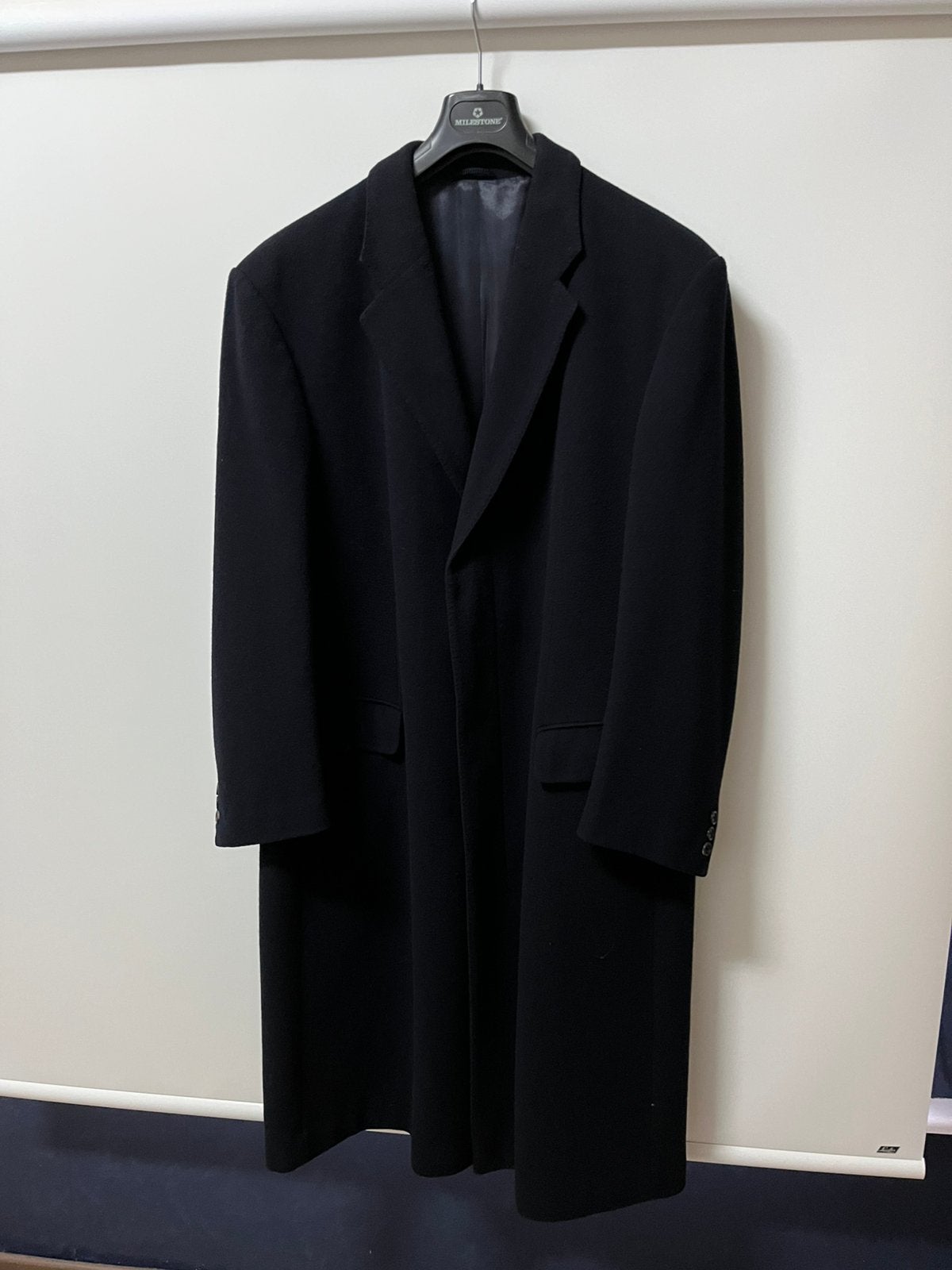 Wollen herenmantel - donker blauw, Ophalen, Gedragen, Maat 46 (S) of kleiner, Blauw