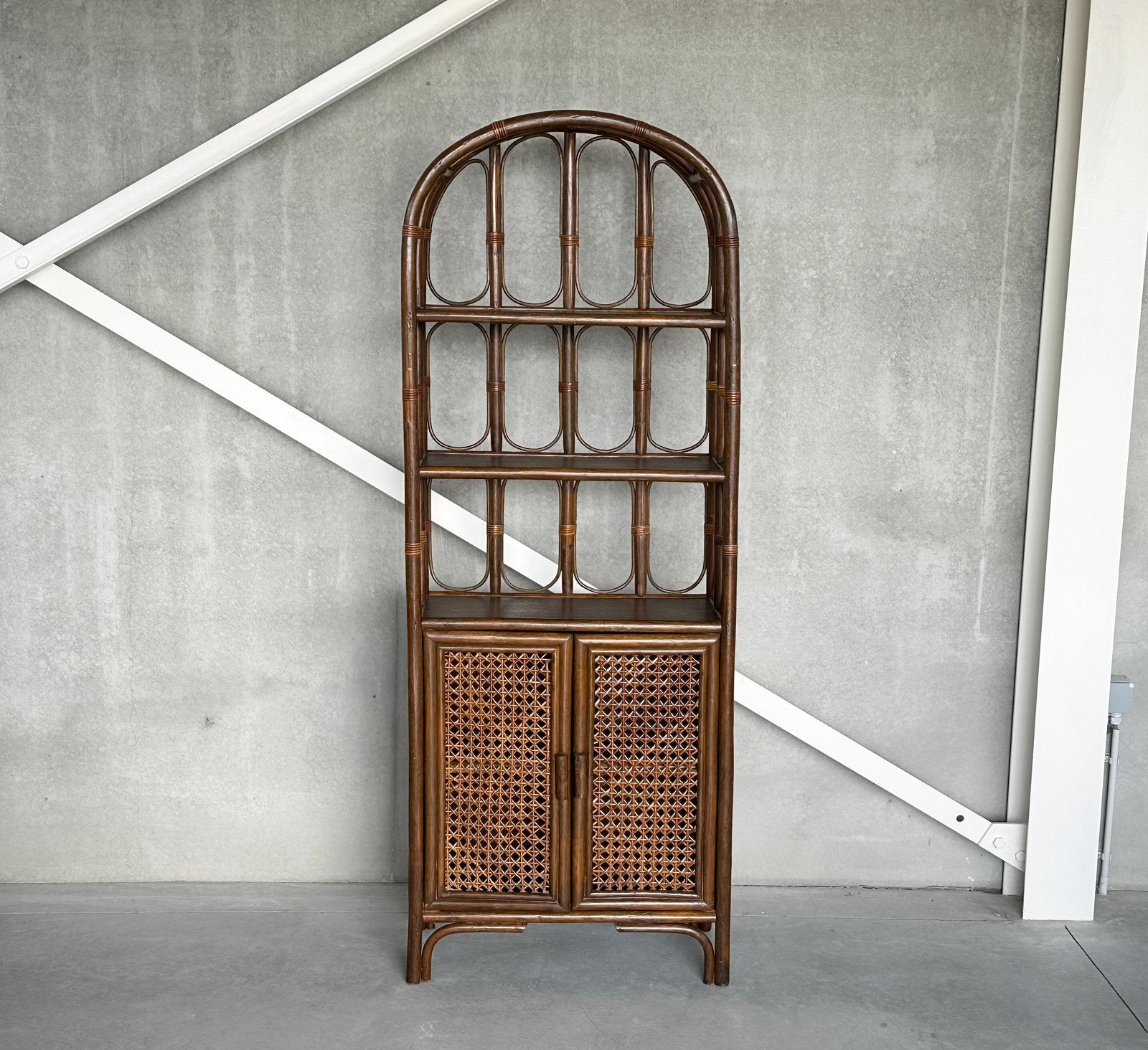 Vintage Rotan Boekenkast 1980s, Huis en Inrichting, Ophalen, Metaal