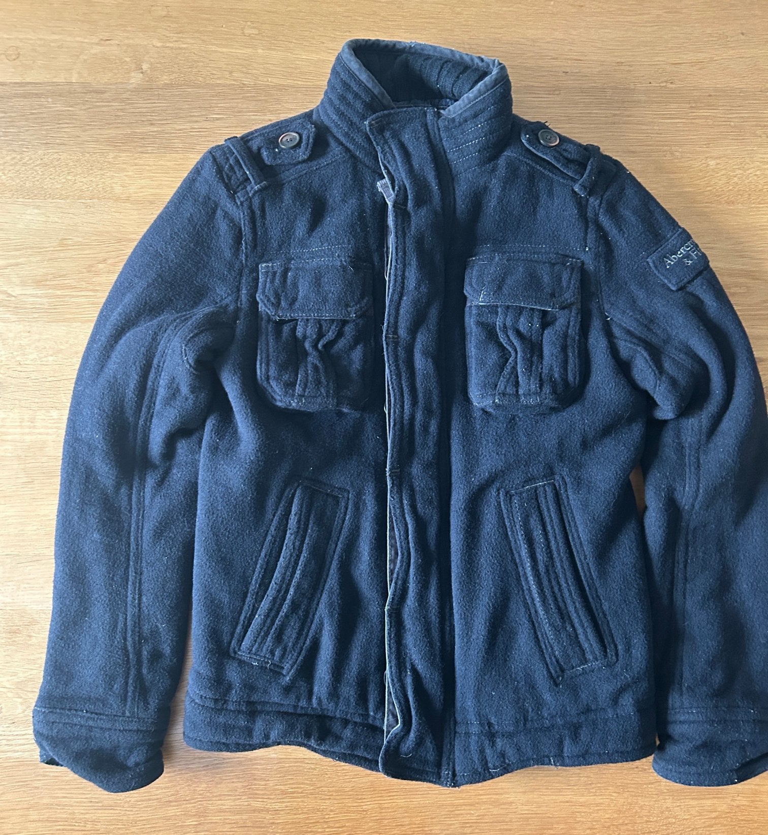 Vintage Abercrombie & Fitch wol military jas - maat S - Y2K, Ophalen of Verzenden, Gedragen, Maat 46 (S) of kleiner, Blauw