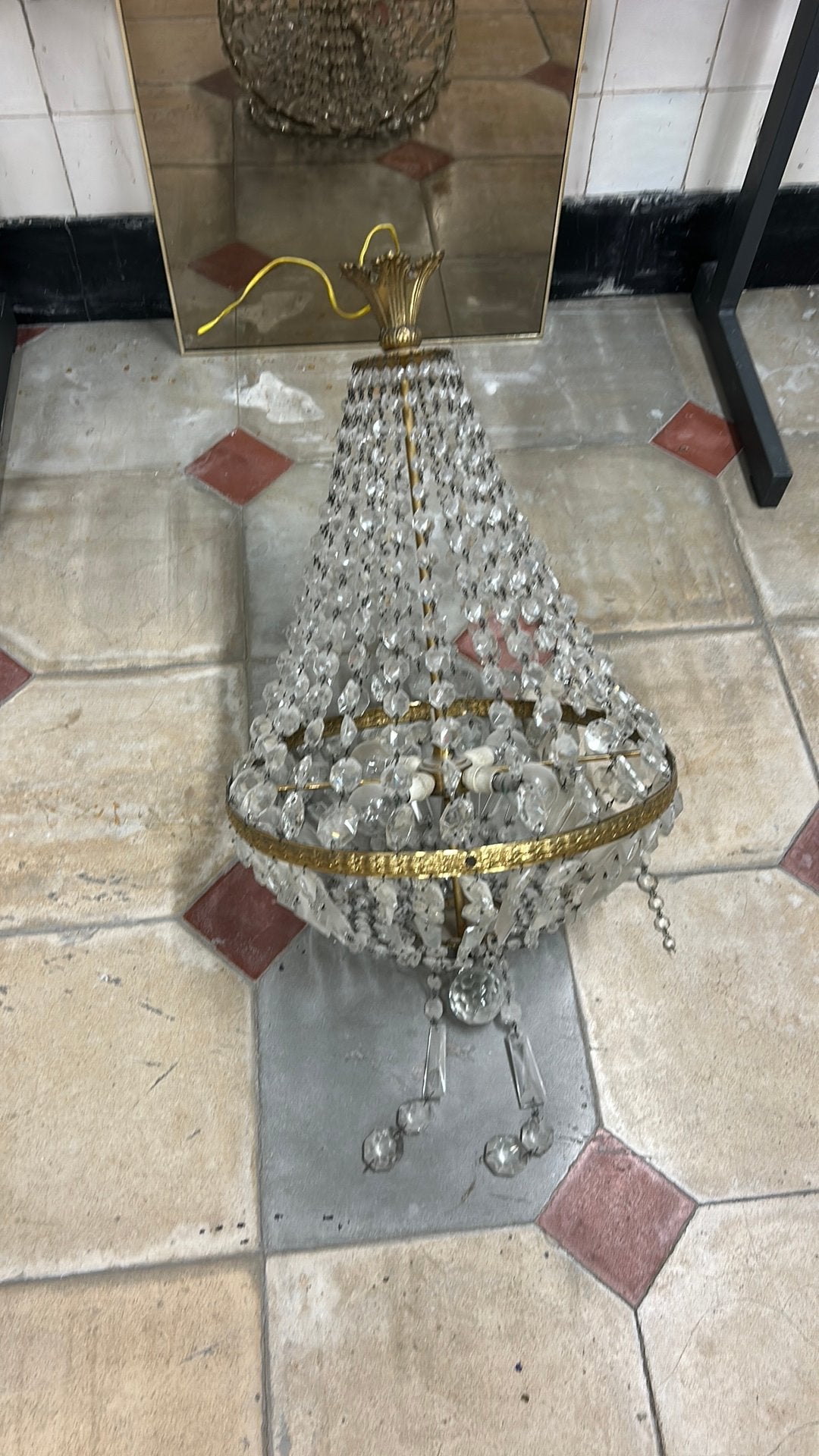 Luchter kristal, Huis en Inrichting, Lampen | Kroonluchters, Ophalen, Gebruikt, Vintage, Overige fittingen