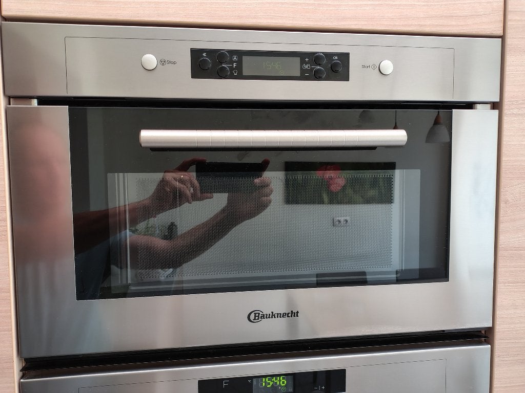 Bauknecht EMCCD 6231 combi-microgolfoven inbouwmodel, Ophalen, Gebruikt, 60 cm of meer, Grill