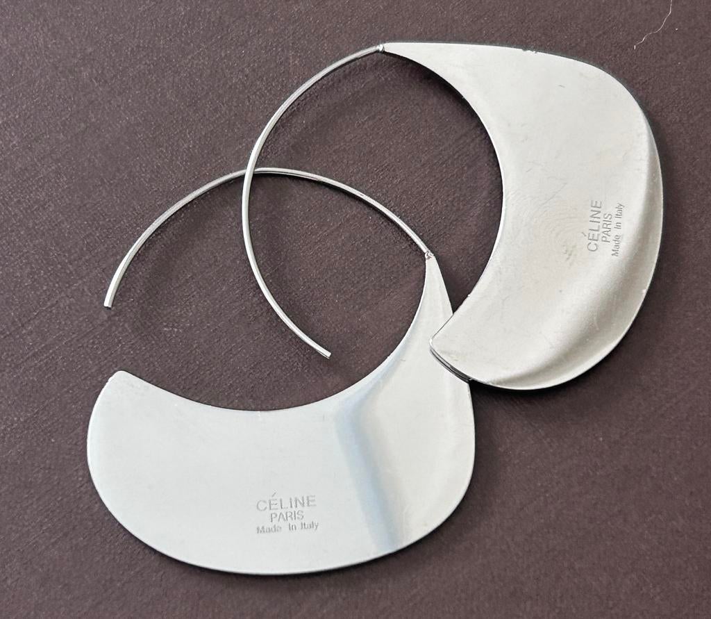 Céline verzilverde oorbellen, Handtassen en Accessoires, Overige materialen, Ophalen of Verzenden, Zilver, Hangers