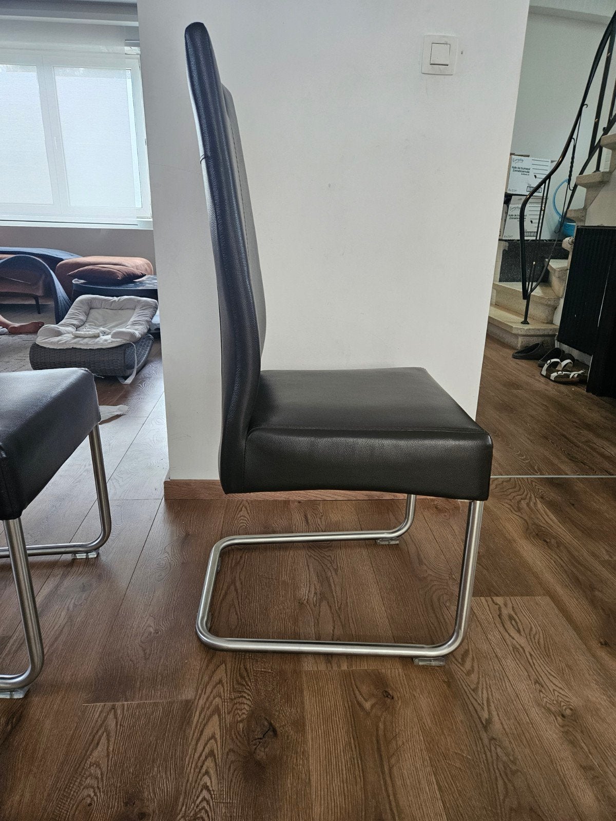 6 chaises en cuir brun, Maison & Meubles, Enlèvement, Brun, Cuir