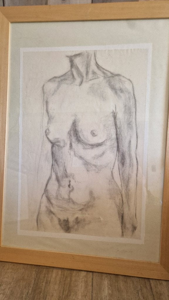 Naakttekening - Sofie Causyn, Antiek en Kunst, Ophalen, Tekening, Houtskooltekening