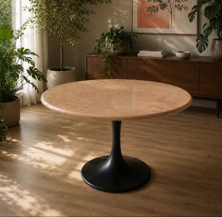 Belle table en pierre naturelle de Mactan., Maison & Meubles, Tables | Tables à manger, Enlèvement, Comme neuf, Vintage