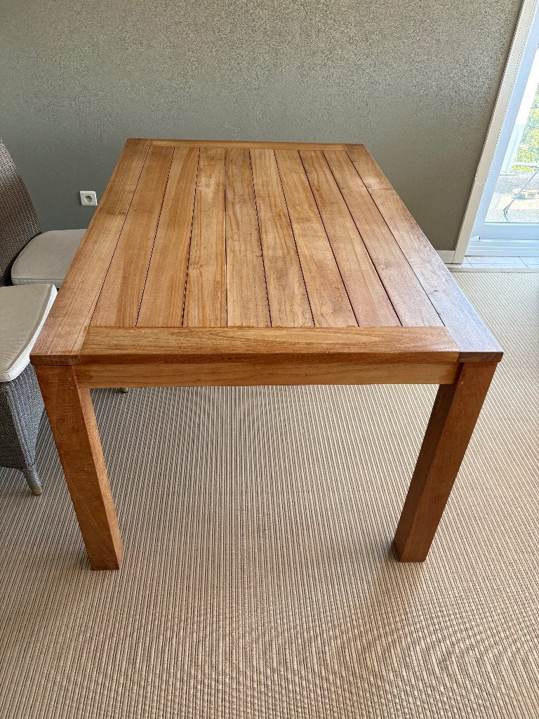 Tafel, Huis en Inrichting, Tafels | Eettafels, Ophalen, Gebruikt, 100 tot 150 cm, Teakhout