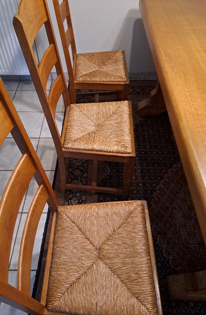 6 eiken stoelen met rieten zitting, Antiek en Kunst, Ophalen