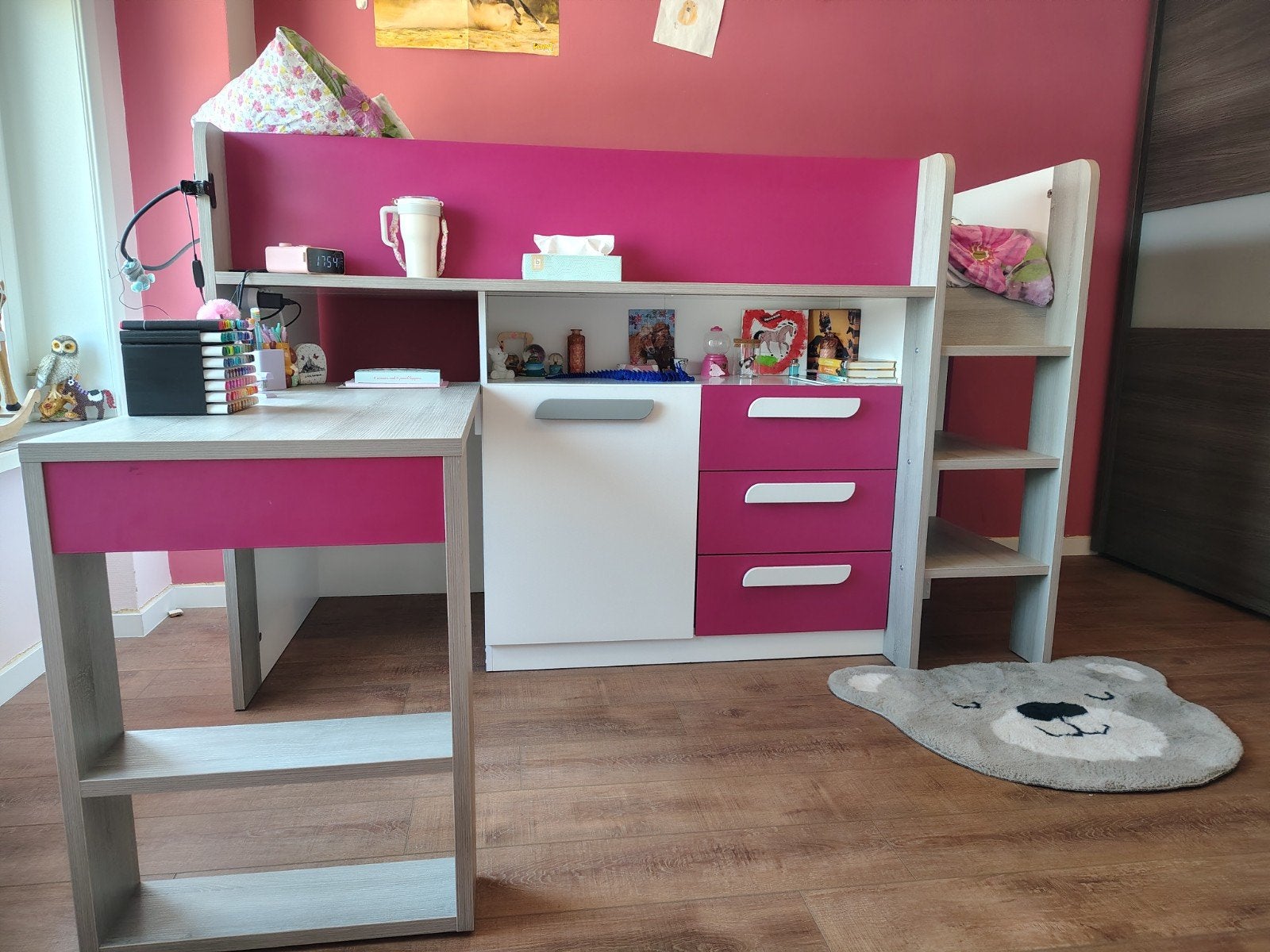 Hoogslaper met kasten en bureau., Kinderen en Baby's, Kinderkamer | Stapelbedden en Hoogslapers, Ophalen, Hoogslaper