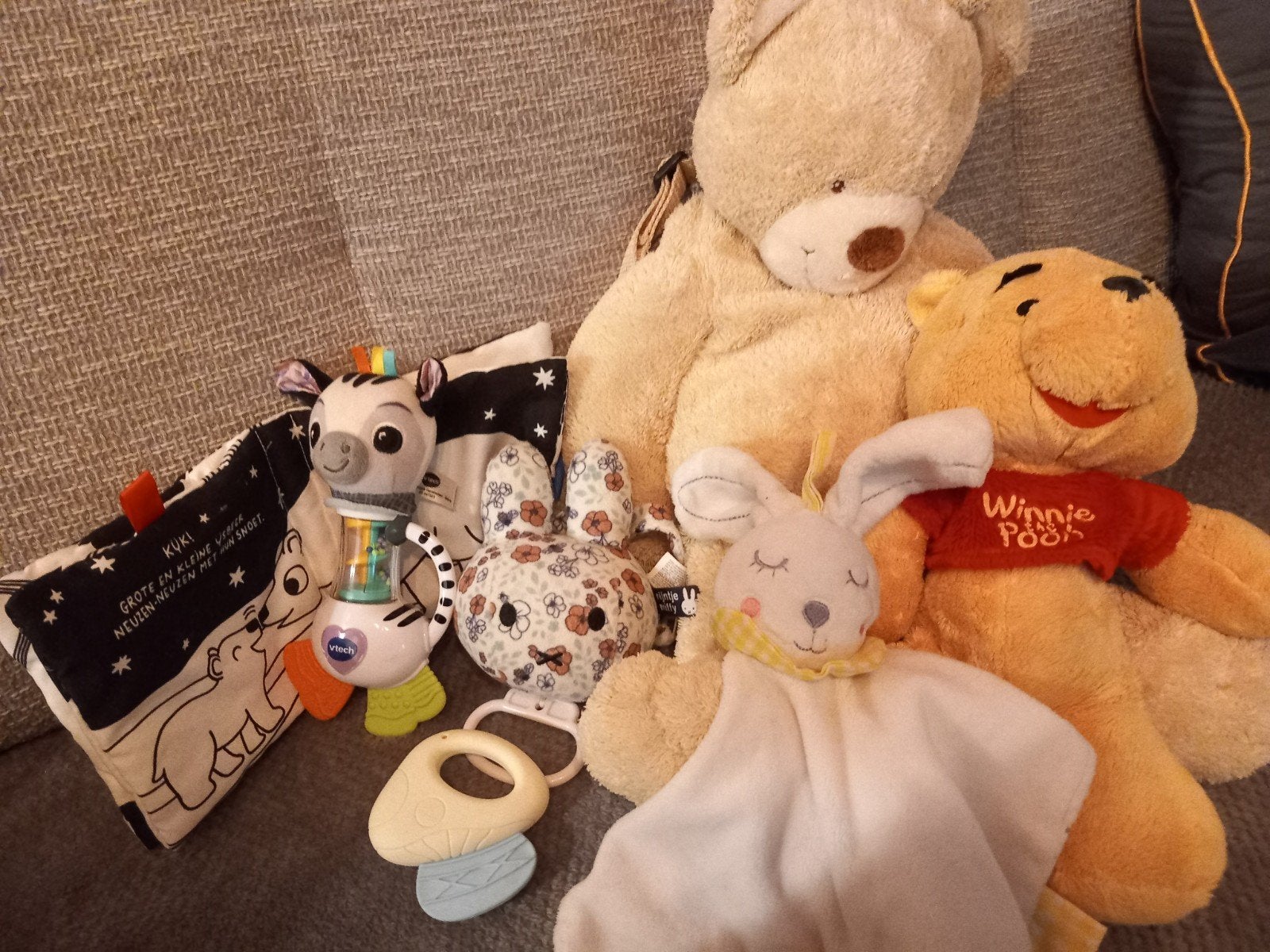 pakket cadeau starters knuffel Rammelaar boekje rugzakbeer, Ophalen of Verzenden