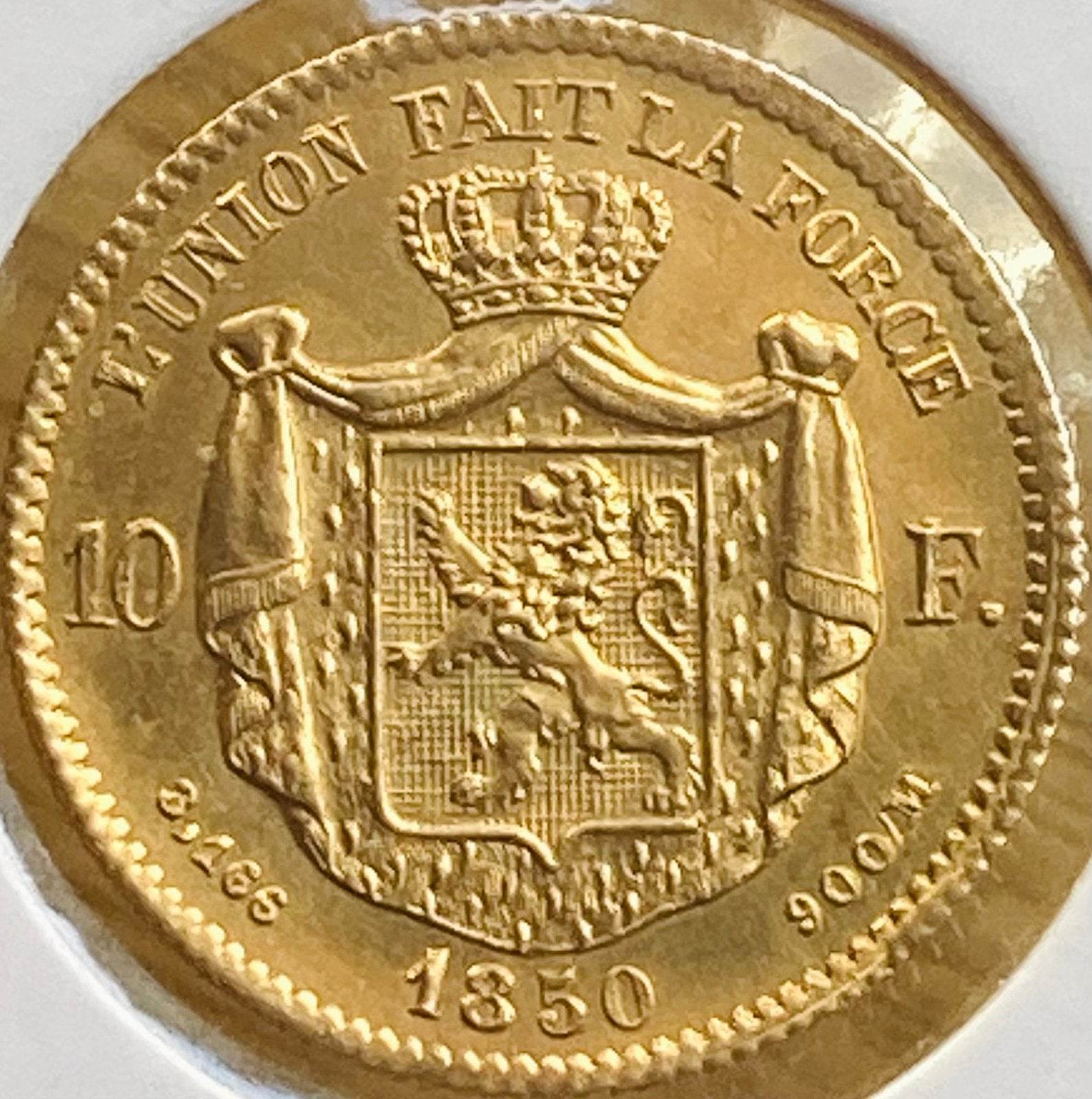 Or 10fr 1850, Belgique, Timbres & Monnaies, Monnaies | Europe | Monnaies non-euro, Enlèvement ou Envoi, Belgique, Monnaie en vrac