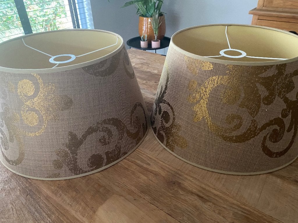 2 lampenkappen, Maison & Meubles, Lampes | Abat-jour, Suspension, Rond, Comme neuf, Brun