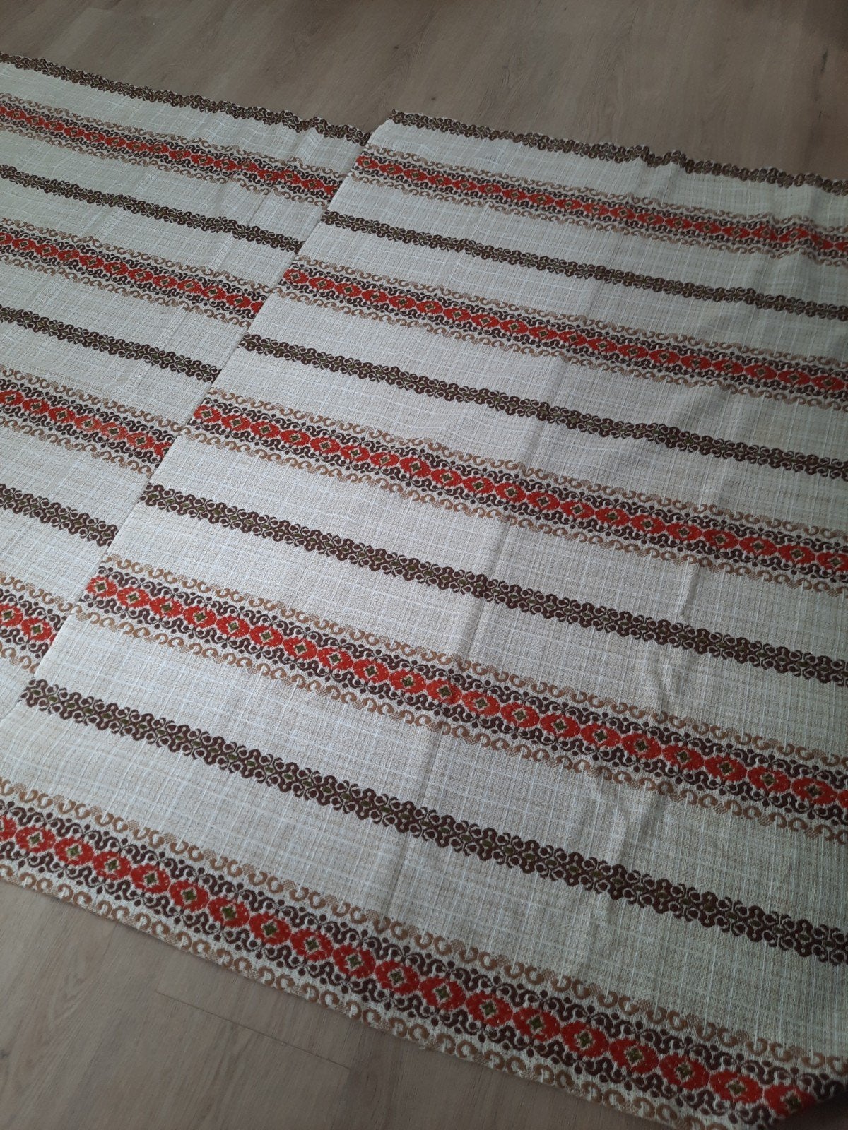 2 vintage geweven gordijnen als nieuw, Ophalen of Verzenden