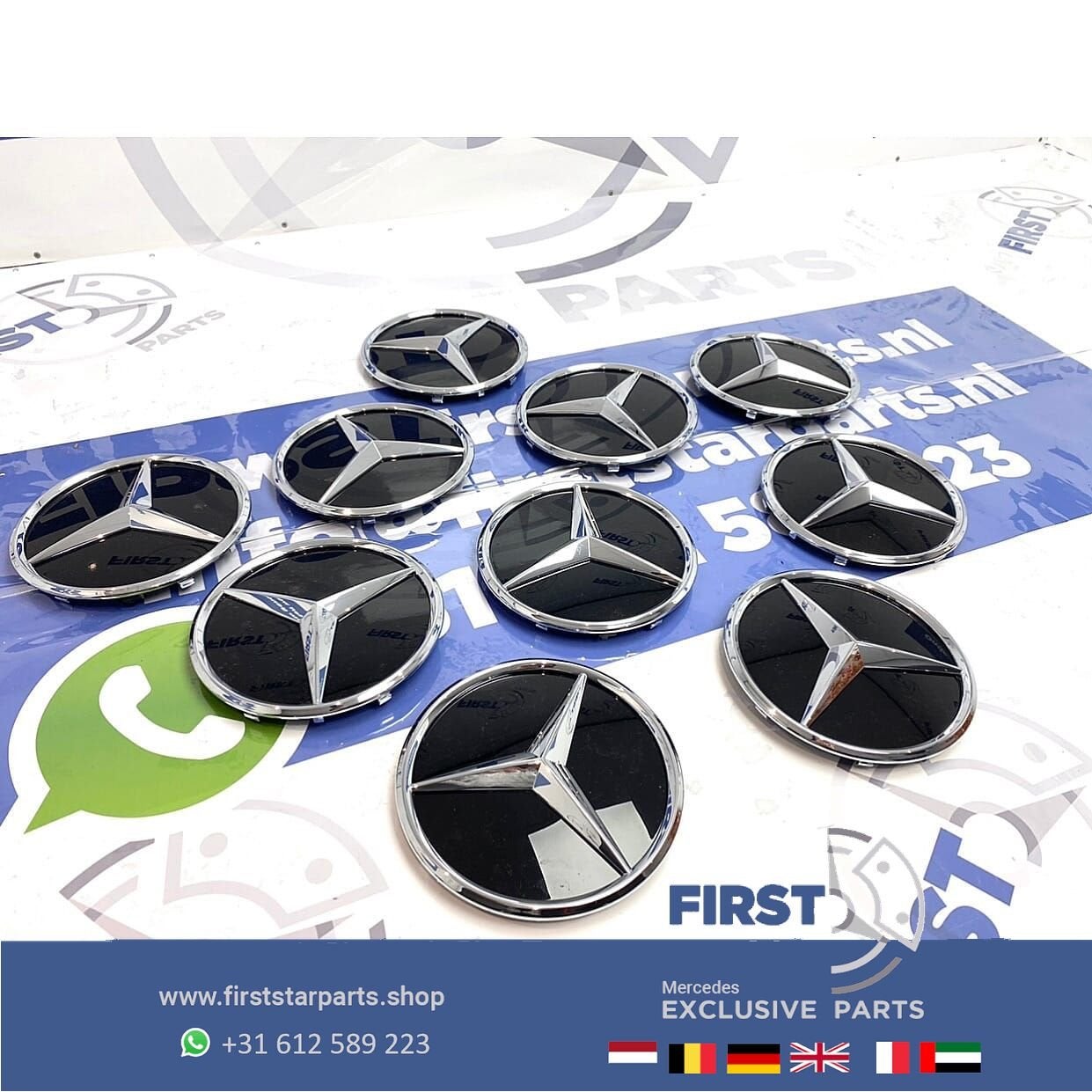 Mercedes AMG STER LOGO GLANS CHROOM W176 W177 W205 W117 W118, Gebruikt, -, Ophalen of Verzenden, -