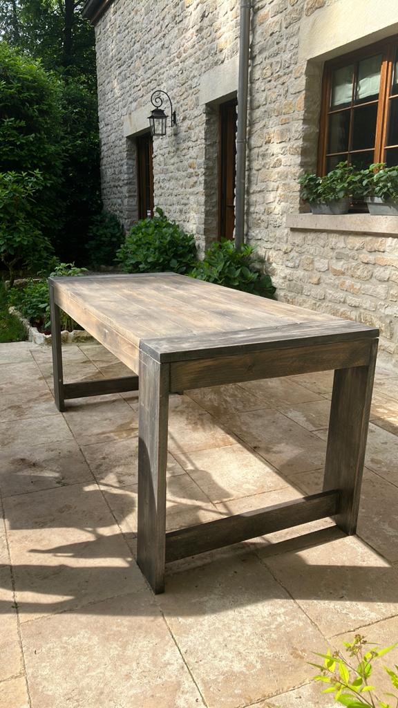 Massieve steigerhouten tuintafel, Ophalen, Rechthoekig